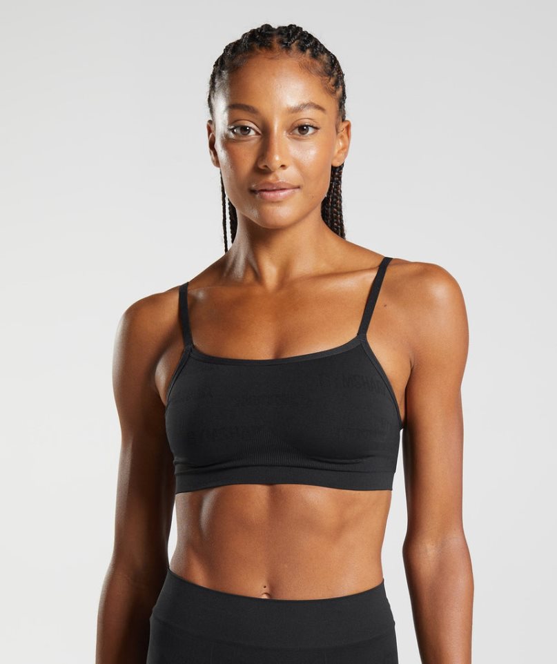 Bielizny Gymshark Seamless Jacquard Bralette Damskie Czarne | PL 123USQ